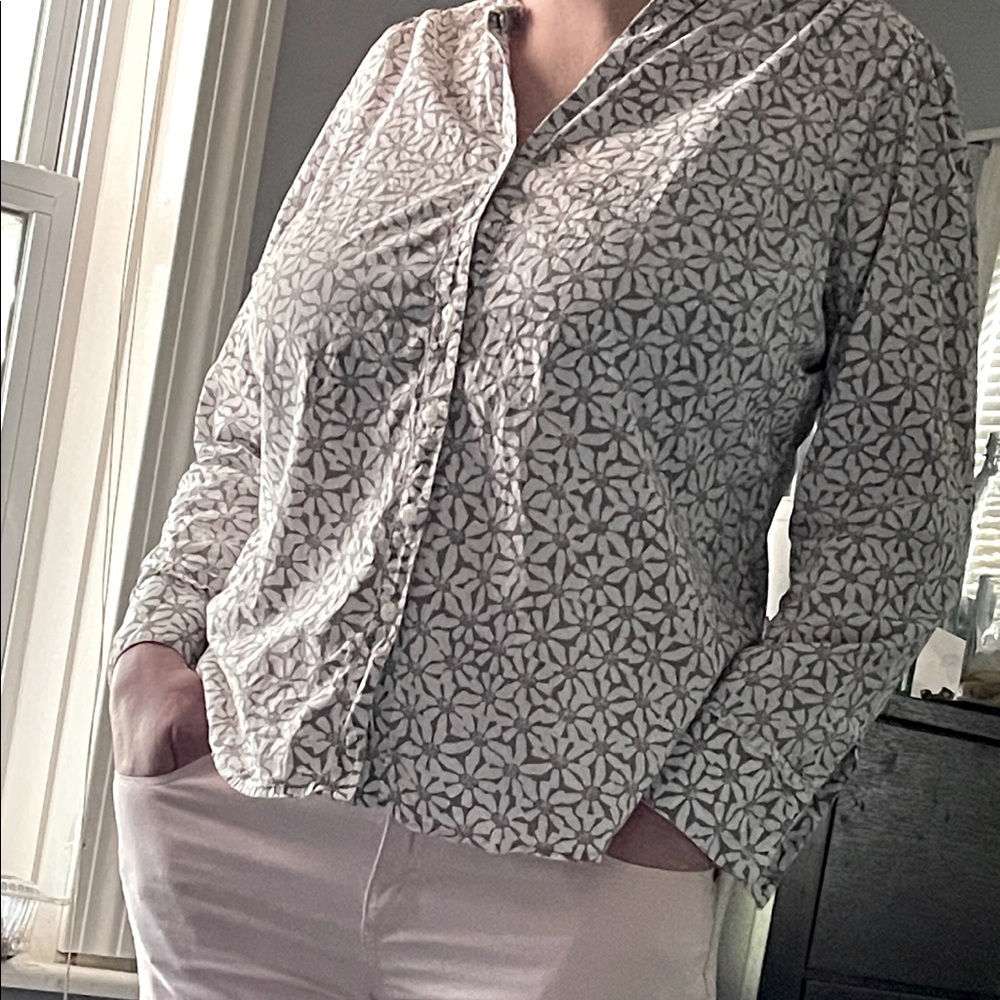 Sz L Columbia Button-Up Cotton Daisy Blouse